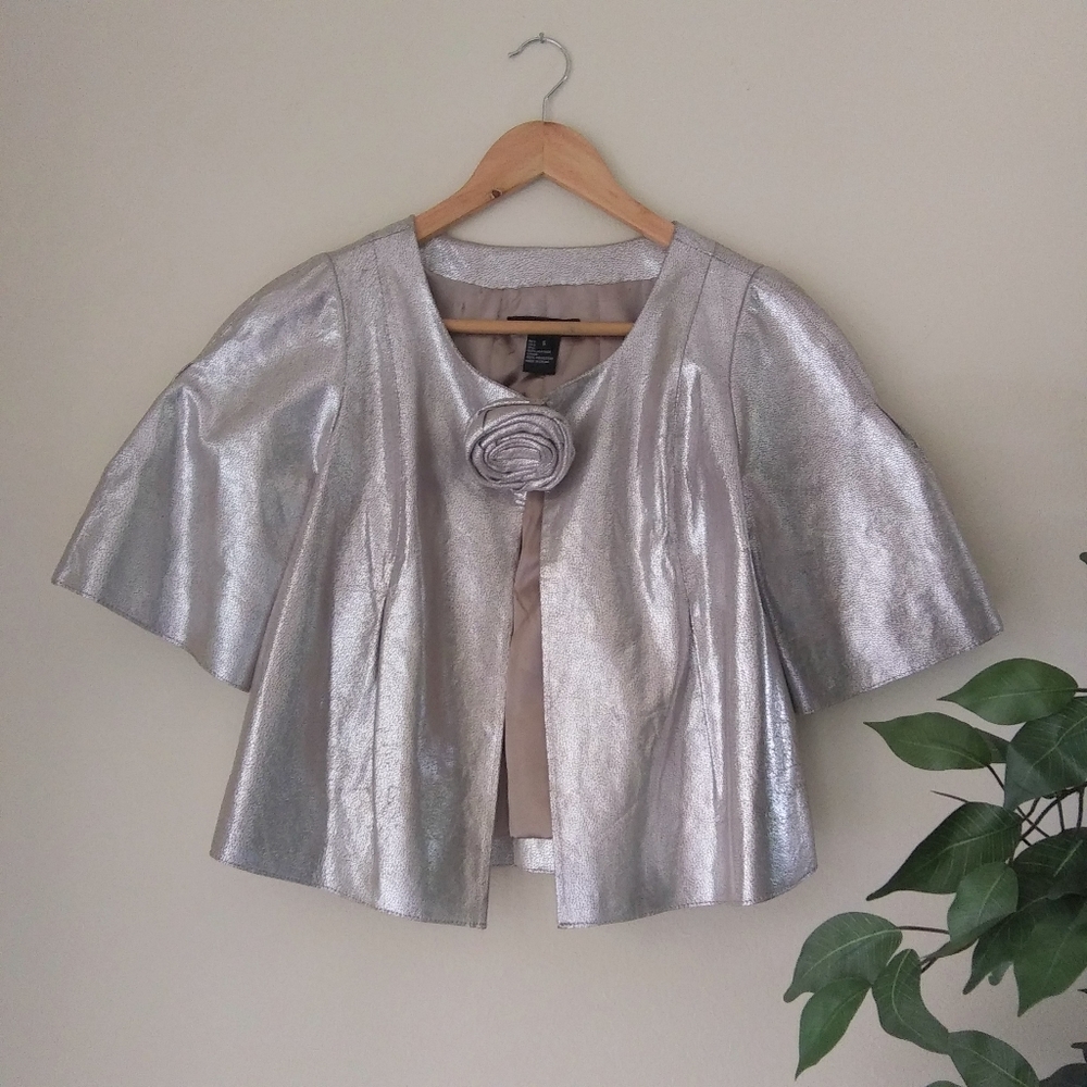 KAREN KANE NWOT Metallic Leather Cropped Jacket